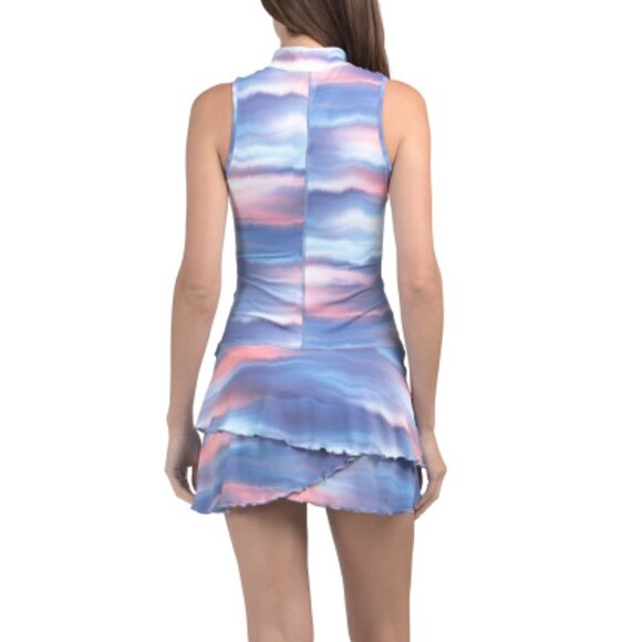 ELLABELLE tennis golf dress blue multi Chacha Sleeveless Mini Dress sz SMALL - Picture 3 of 8